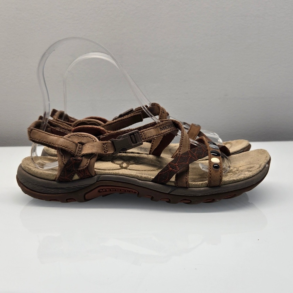 Merrell Jacardia QForm Sandals Women 8 Dark Earth Brown Strappy Outdoor Comfort